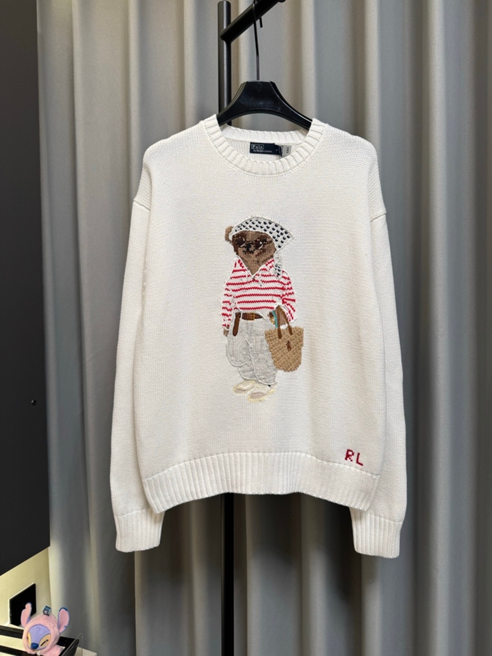 Polo Ralph Lauren Beach Bear White Crewneck Knit Sweater